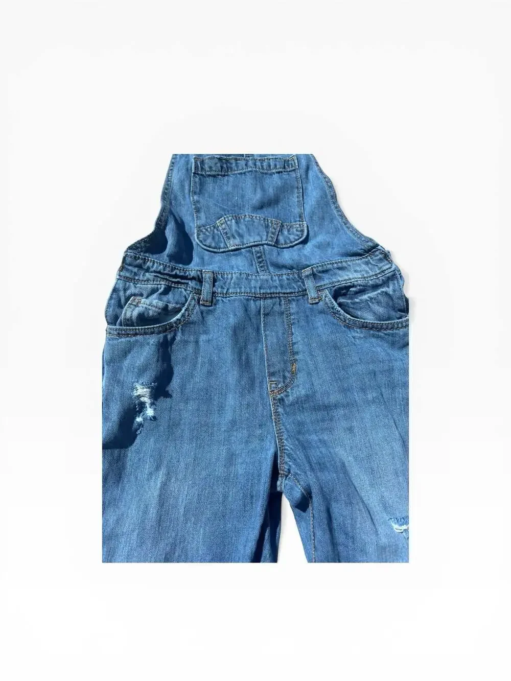 Denim Overalls Kids Medium Wash Blue Good Distressed Straight Leg‎